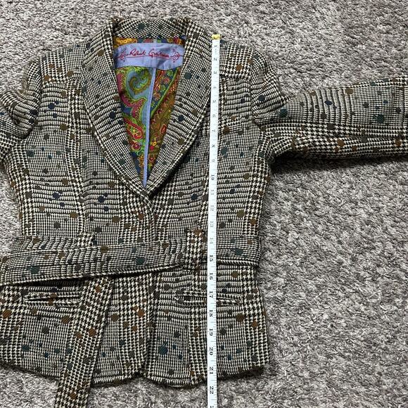 Robert Graham Wool Blazer Suit Jacket Herringbone Geometric Pattern Size 4 Women - Picture 6 of 10